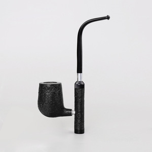 MUXIANG Briarwood Smoking Pipe Bent Type Long Handle Solid Wood Tobacco Pipe Reading Pipe - Product Image 3