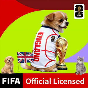 Maillots de football officiels de la Coupe du monde <span class=keywords><strong>FIFA</strong></span> 2026 pour chiens, vêtements pour animaux de compagnie, vêtements de luxe pour animaux de compagnie, équipe d'Angleterre, vêtements pour animaux de compagnie pour soutenir l'équipe - Product Image 1