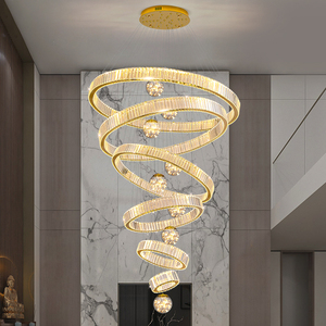 Lampadario di cristallo di lusso moderno per la casa di fascia alta ristorante semplice <span class=keywords><strong>camera</strong></span> <span class=keywords><strong>da</strong></span> <span class=keywords><strong>letto</strong></span> anello Duplex Villa lampadario Led luce pendente - Product Image 5