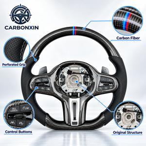 Volante Deportivo de 3 Radios con Base Plana de Fibra de Carbono y Cuero, Calefactable, de 40 mm, para Volante G22 430i Led G30 Pre-LCI 6GT G32 - Product Image 5