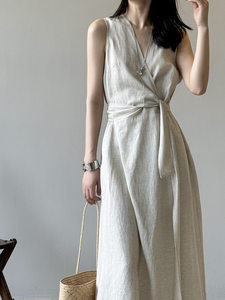 Vestido Largo de Lino de Alta Calidad para Mujer, Elegante y Casual, para Uso Diario - Product Image 1