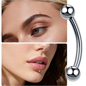Set da 10 Pezzi in Acciaio Inossidabile, Piccoli Piercing Curvi per Sopracciglio, Orecchio, Ombelico, Labbro, Occhio, Daith, Rook, Gioielli 16g 8mm/10mm - Product Image 2