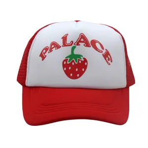 热卖草帽卡米恩透气网户外纯色水果印花5面板弧形帽檐半网卡车司机男士套装帽