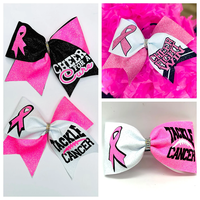 Chaud Rose Paillettes Vinyle Sublimé Cheer Bow Néon Strass Cheer Bow Cancer Sensibilisation Ruban Chaussettes & Gear Personnalisé