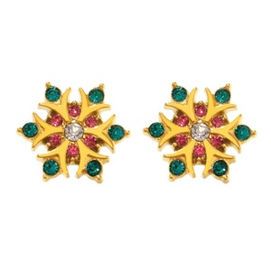Nouvelles boucles d'oreilles en cristal en forme de flocon de neige, grandes boucles d'oreilles pour femmes, boucles d'oreilles à clous en strass colorés en forme de flocon de neige, pour cadeau - Product Image 1