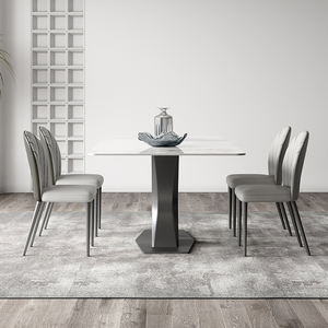 Một bàn ăn hình chữ nhật hiện đại tối giản cao cấp của Ý với bề mặt đá màu đen, thích hợp cho gia đình sử dụng. - Product Image 4