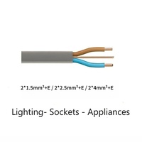Elektrokabel BS6004 6242y Grau TPS Flach PVC Kupfer Elektrische Drähte 1,5 Doppel-und Erdung kabel 2,5mm