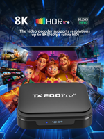 TX200 PRO Smart Android TV Box 4K, Lettore Multimediale Wireless WiFi, Dispositivo di Streaming Quad Core