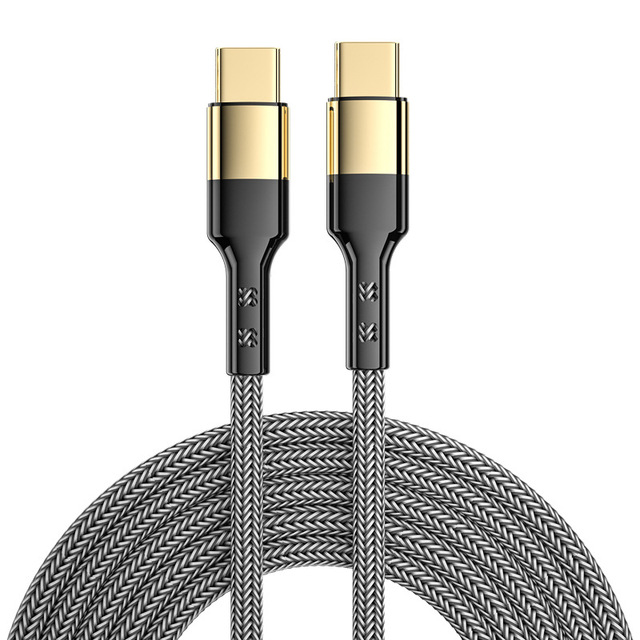 100W Gold-plated Braided Data Cable with Dual C Interface 6A Fast Charging for Android/iPhone/Computer/Printer Customizable Logo