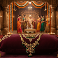 Parure de mariée Laxmi de temple traditionnel du sud de l'Inde, en alliage plaqué or, de qualité supérieure, avec zircon, dernier design, pour fiançailles et mariage