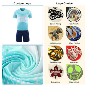 Factory OEM Custom Logo Soccer Uniform Football Shirt Adult <b>Jersey</b> Sport Set Breathable Quick Dry 100% Polyester Summer <b>Short</b> - Product Image 2