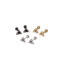 Boucles d'oreilles pour hommes en acier inoxydable ES-316 Géométrique Simple Plaqué Or Triangle Goutte Zircon Inspiré par Spring Creek Water