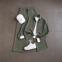 Ensemble chemise et pantalon pour homme personnalisé 100% coton, broderie logo, chemise à manches longues, pantalon large, imprimé, formel, fabricant OEM ODM, vente en gros