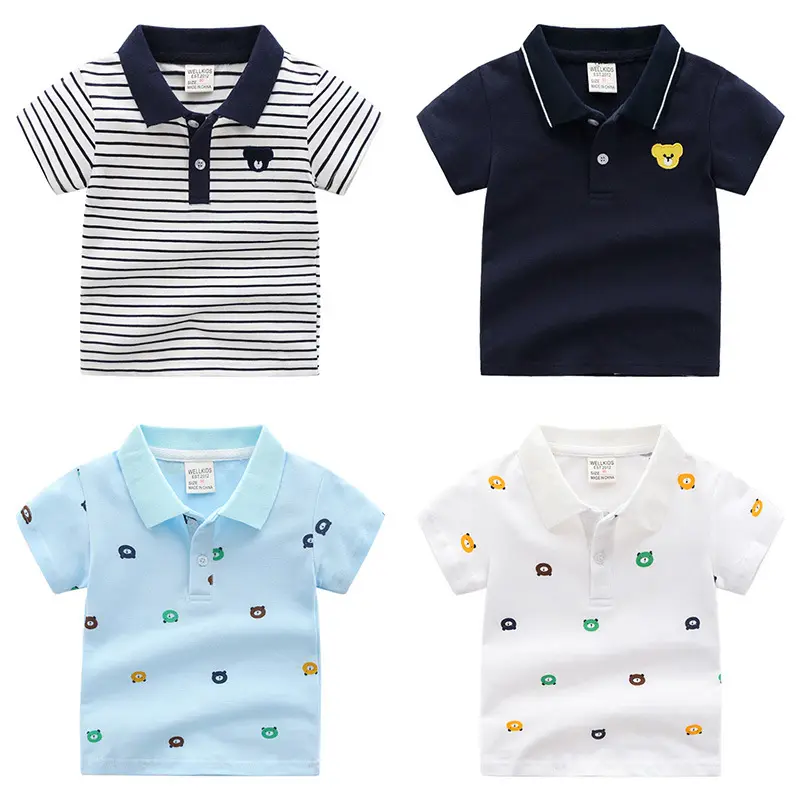 2023 New Fashion Polo T-Shirt for Boys Cartoon Pattern 2-6 Years Summer Kids Tops Baby Polo Kids Shirts