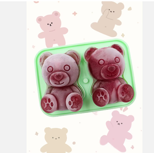 Mới Nhất 3D Dễ Thương Động Vật 2 Khoang Gấu Hình Dạng Silicone Ice Cube Khay Tự Làm Thân Thiện Với Môi BPA Miễn Phí Dễ Dàng Pop <span class=keywords><strong>out</strong></span> Mùa Hè Bên Whiskey - Product Image 1