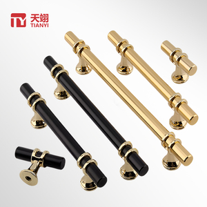Moderner Einfacher Amerikanischer Luxus Edelstahl-Möbelgriff Schwarz-Gold für Schrank Kleiderschrank Schminktisch Küchenschubladen - Product Image 2