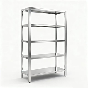 Étagère de cuisine commerciale multifonctionnelle en acier inoxydable, pieds réglables en hauteur, capacité robuste, finition brossée, usage commercial - Product Image 3