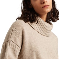 Pull col roulé décontracté personnalisé pour femme, manches longues, avec logo frontal, collection automne-hiver, vente chaude en gros