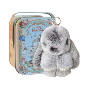 Bunnylulu Plush Cute Soft Artificial Fur Keychain Exquisite BoxRabbit Bunny Lulu Keyring for Car Handbag Keychain