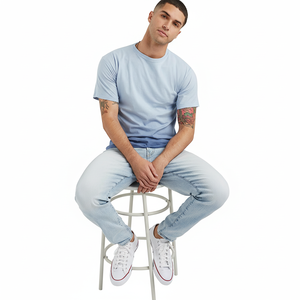 T-shirt 100% coton pour homme, manches courtes, impression sérigraphique personnalisée, logo DTG personnalisable, haute qualité, anti-boulochage, coupe ample - Product Image 1
