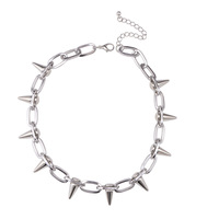 Collier chaînes mode pour femme en alliage de zinc, style punk de fête, avec pendentifs pointus, triangle, noir, blanc, couleur K Gun, design géométrique multi-niveaux