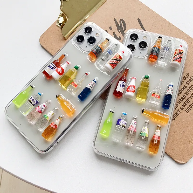 Wine Bottle Glass Case For iPhone 12 11 Pro Max 3D Sublimation Silicone Phone Case For iPhone XS Max XR Beer Model Case Cover