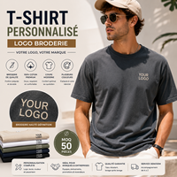 T-shirt personnalisé avec logo brodé, coton premium, col rond, logo brodé sur mesure, streetwear, vêtements d'équipe, marque privée