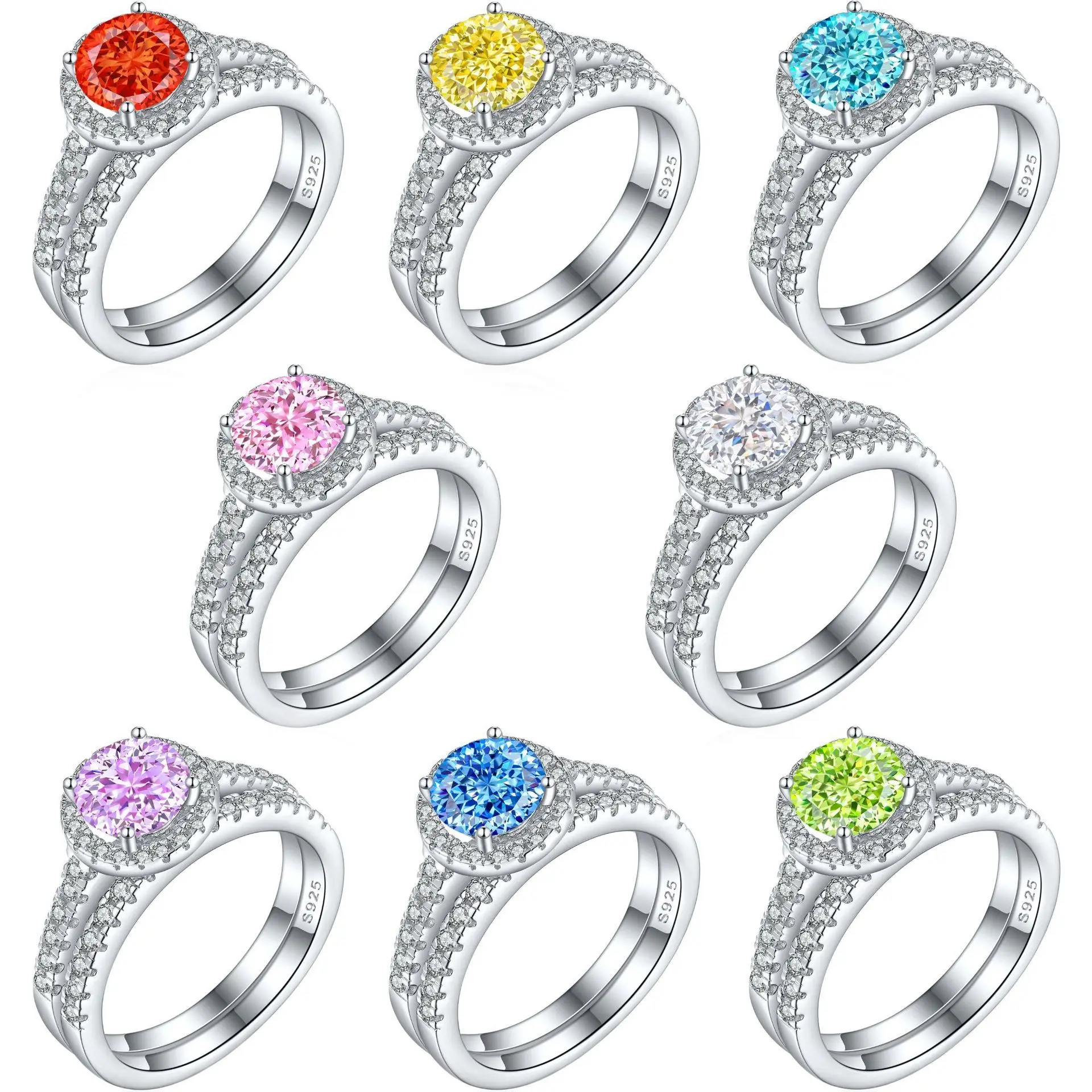 Luxe 925 Sterling Zilver Rhodium Vergulde Ronde Gesneden Zirkoon Ring Verloving Bruiloft Bling Sieraden Anillo De Muje Diamanten Ring