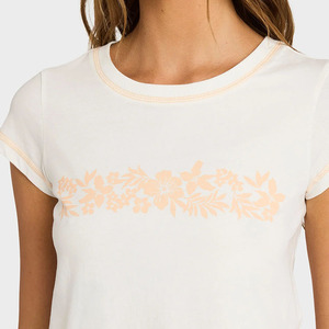 OEM Custom Beach Floral Print Crew Neck Crop <b>Top</b> High-Quality Breathable <b>Linen</b> Cotton Baby T-Shirt - Product Image 3