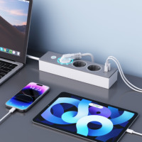 Multiprise européenne KC norme UE 16A PD 25W avec 3 prises USB (2 USB-A, 2 USB-C) et détection de surtension pour usage domestique