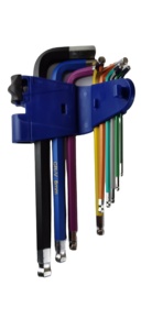 Set di 9 Chiavi a Brugola Esagonali in Acciaio Cromo-Vanadio con Estremità Sferica <span class=keywords><strong>e</strong></span> Codifica Colorata, Metriche, per Fai-da-Te <span class=keywords><strong>e</strong></span> OEM - Product Image 3