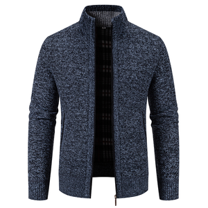 Suéter Cárdigan de Invierno para Hombre, Color Negro, <span class=keywords><strong>Gris</strong></span> y Beige, con Forro Polar Grueso, Cuello Alto, Estilo Casual y Cálido - Product Image 3
