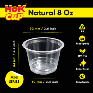 Vaso Desechable de Polipropileno Natural de Tamaño Mini, 8 Onzas, para Pudín, Crema y Salsas, Originario de Indonesia - Product Image 5