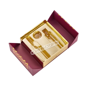 Tốt nhất hấp dẫn cao cấp rượu vang bao bì màu Đỏ đôi mở hộp trong suốt PVC chèn đầy đủ vàng lá Tem logo cho rượu vang Đóng gói hộp - Product Image 3