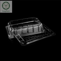 Boîte d'emballage pliable en PET transparent de qualité alimentaire pour pain, fruits, hamburgers - Marque Leap Pack avec impression en relief