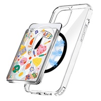 Portefeuille Magsafe de téléphone portable de porte-carte magnétique de PC dur clair pour la série d'iPhone 17/16/15/14/13/12, galaxie, smartphones d'Android