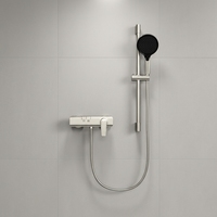 Ensemble de douche mural HONGDEC gris anthracite avec clavier de piano, douchette à main et barre coulissante pour salle de bain