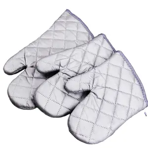 Guantes de algodón para horno, manoplas largas para cocinar, microondas, barbacoa, hornear, 1 par