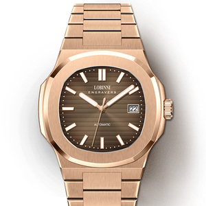 Reloj de Pulsera Automático de Lujo para Hombre LOBINNI, con Indicador de Fecha, Resistente al Agua, Correa de Acero Inoxidable, Diseño Clásico y Sencillo para el Tiempo Libre - Product Image 2