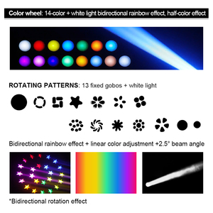 Luces de haz de 550W en oferta, DMX512, 14 colores, 13 gobos, estroboscópico bidireccional de arcoíris de ultra alta velocidad, 20/16 canales <span class=keywords><strong>DMX</strong></span>, prisma dual - Product Image 3