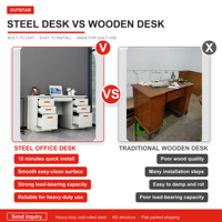 Mobilier moderne pour bureau à domicile Bureau du personnel convertible avec tiroirs verrouillables pour les enseignants et le personnel
