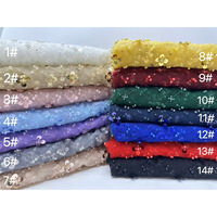 Nouveau Tissu en Dentelle Classique Brodé de Perles et de Paillettes à Motif Diamant pour Robe de Mariée Filles Garçons Léger Polyester/Métallique