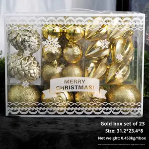 新しいクリスマスボールセット、モダンアートデザインのプラスチック製オーナメント、ギフトボックス入り - Product Image 2