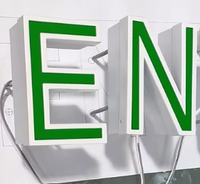 YIJIAO Lettres en métal lumineuses populaires à éclairage frontal, lettres en acrylique lumineuses avec capuchon de finition pour porte de magasin