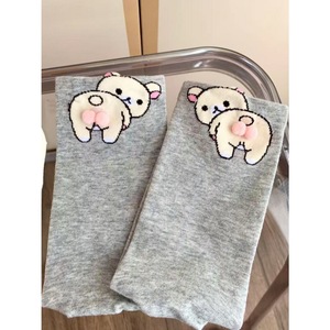 <b>Cute</b> 3D Cartoon <b>Bear</b> Mid Calf Socks Gray Breathable For Women Spring Summer - Product Image 1