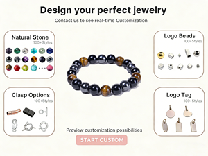 Bracelet en agate magnétaire noire 8/10MM - Bracelet en pierre œil de tigre pour homme et femme - Bracelet perlé énergétique pour le yoga - Product Image 3