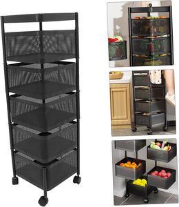 Chariot de Rangement de Cuisine Multifonctionnel et Mobile en Métal, Organisateur Rotatif pour Fruits et Snacks, Panier de Rangement pour Cuisine - Product Image 2