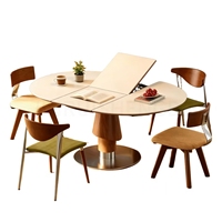 Mesa de Comedor Extensible de Estilo Vintage Jinruishengda con Superficie de Piedra |   Mesa Plegable Ovalada de Doble Uso para Hogares Pequeños