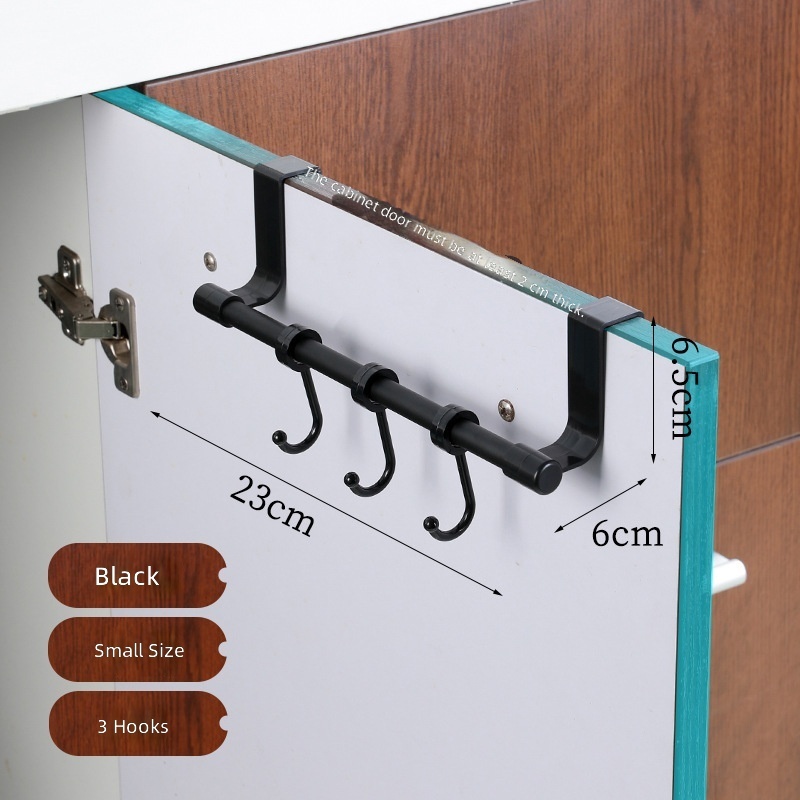 ราวแขวนประตูตู้-สีดำ-23ซม.-3ตะขอ