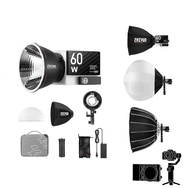 ZHIYUN MOLUS G6020W Pocket COB LED Video Light with 300g Ultra-Light 24W Output Bi-Color 2700-6500K Aluminium Alloy for Vlogging